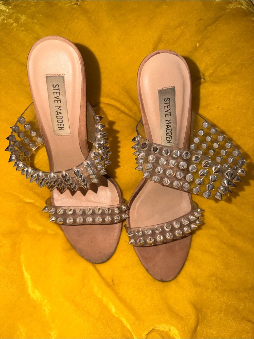 Steve Madden Nude Pink Studded Slide Sandals